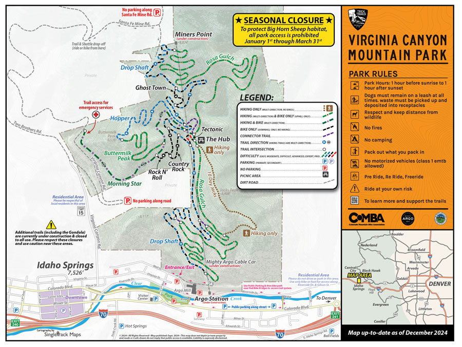 Virginia Canyon Mountain Park VCMP Trails Map January 2025