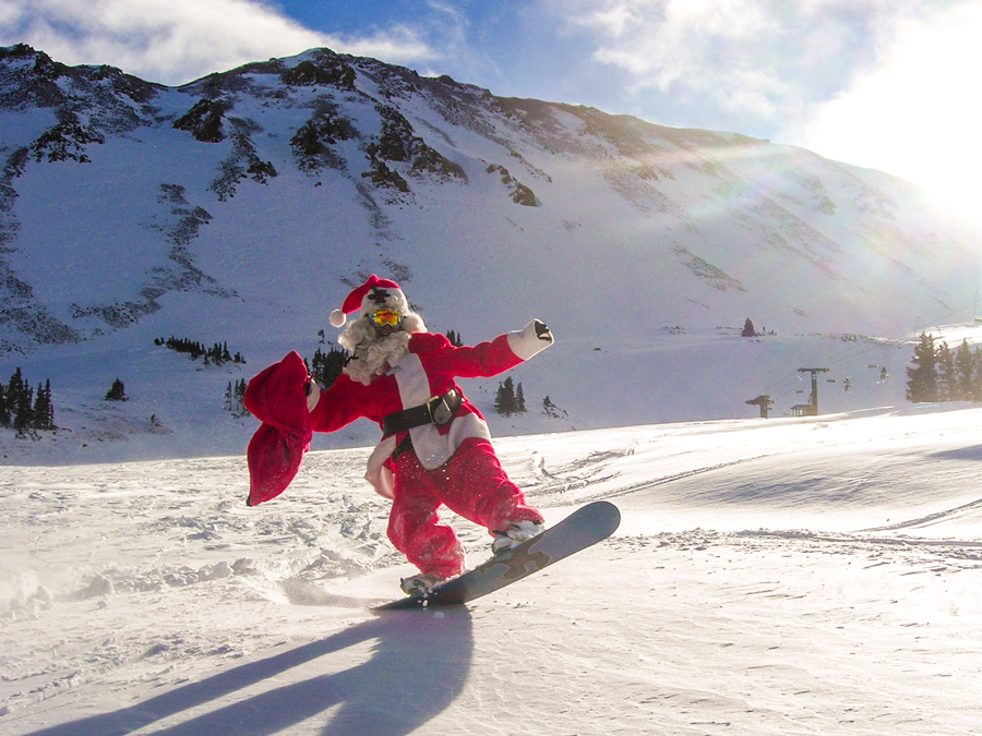 Santa Claus Snowboading Loveland Ski Area Colorado