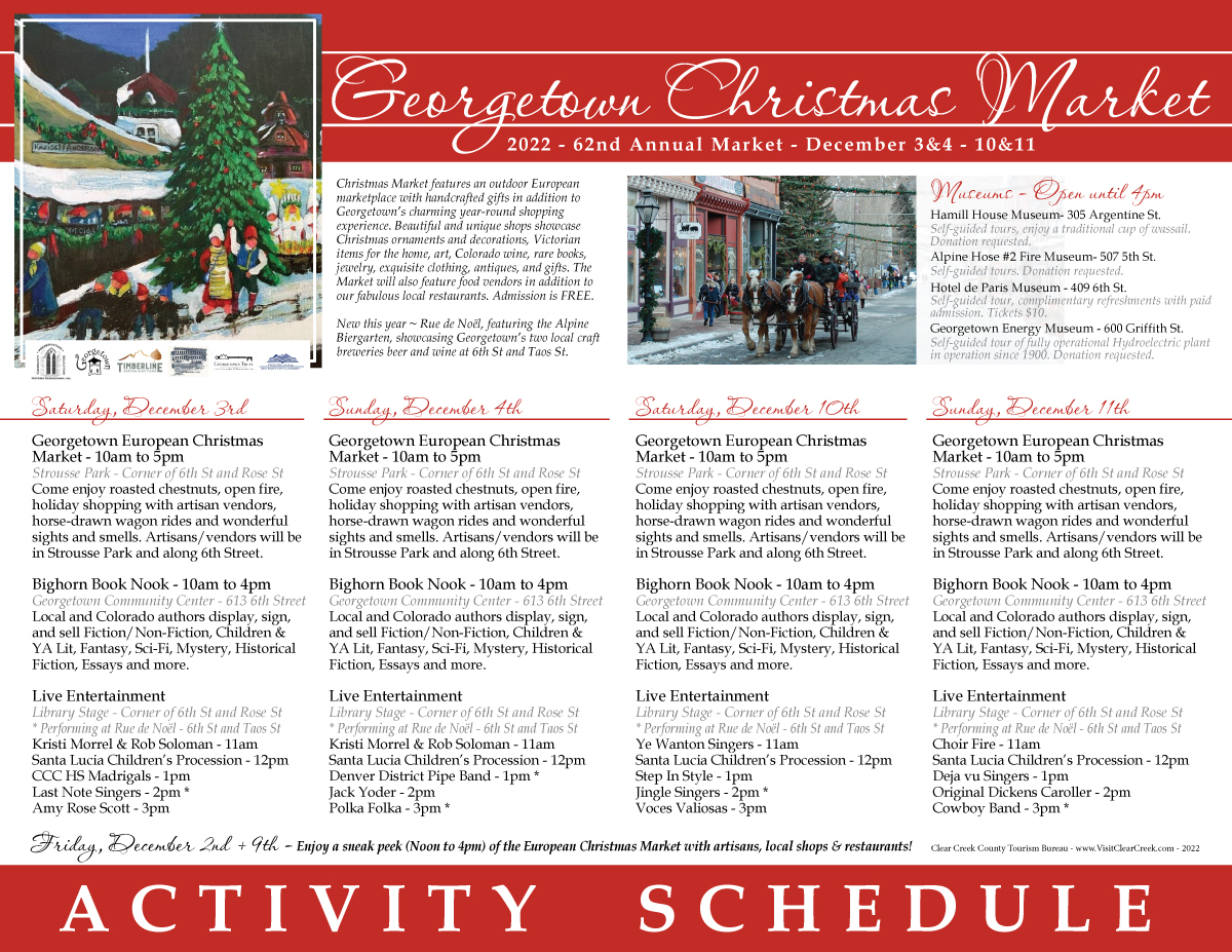 Georgetown CO Christmas Market Schedule 2022