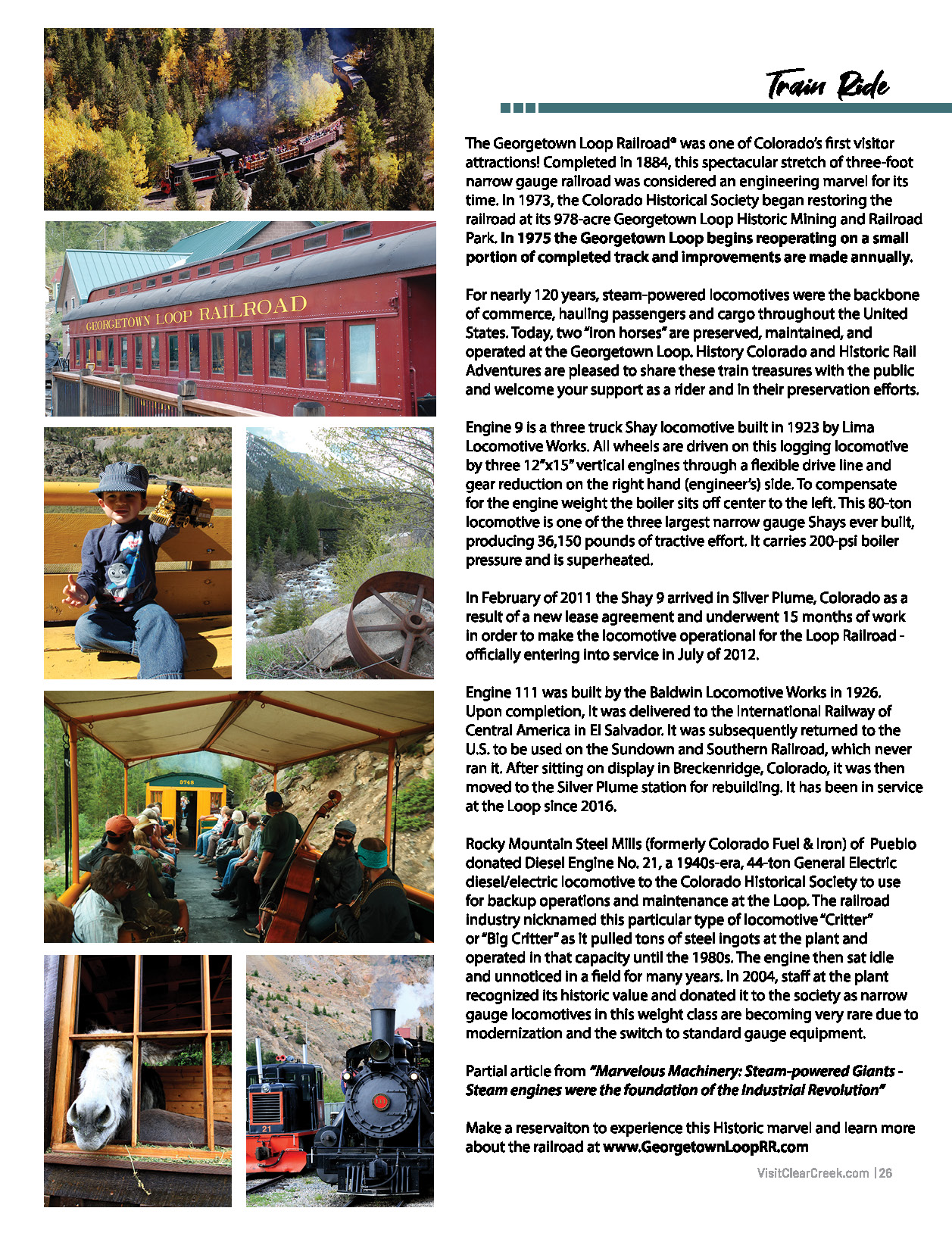 Clear Creek Visitor Guide Train Rides