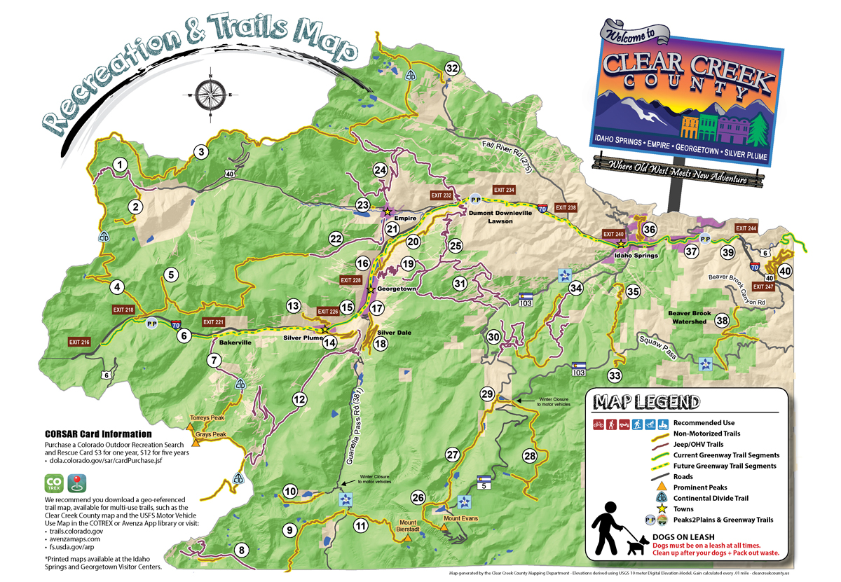 Recreation Map Clear Creek County 2023